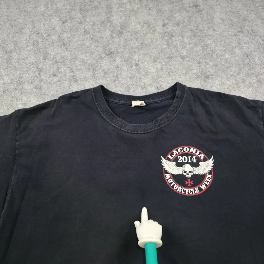 Laconia Motorcycle Week Shirt Mens XL Black 2014 Skull Wings Biker Rally Graphic - Picture 11 of 13
